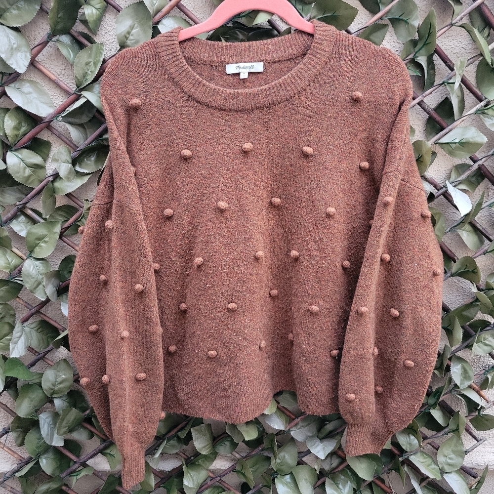 Madewell Sweater Brockton Bobble Merino Wool Brown Womens Size Medium